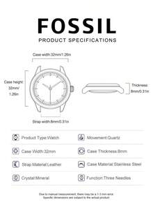 Fossil Women's Quartz Leather Three-Hand Watch, Stainless Steel Case/Glass, ES2830/ES3060/ES3077 - White - View 7