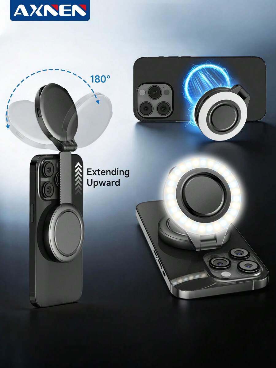 AXNEN Đèn selfie từ tính, đèn selfie sạc điện thoại, độ sáng điều chỉnh được, phù hợp với , điện thoại thông minh, máy tính xách tay, chụp ảnh, máy quay phim, tuyệt vời cho ảnh selfie trang điểm.