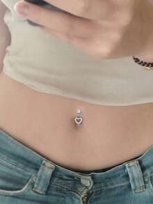 CIZME 1 chiếc khuyên rốn hình trái tim và hoa thanh lịch, cỡ 14G, dài 1.6mm, kiểu dáng tối giản, thích hợp cho nữ, kiểu dáng treo, làm từ thép không gỉ 316L, lý tưởng cho xỏ khuyên rốn hàng ngày, đi biển, nghỉ lễ, hoạt động thể thao, dành cho thanh thiếu niên. Chất liệu cao cấp, không bị xỉn màu, được đánh bóng kỹ lưỡng. - Bạc - Xem 6