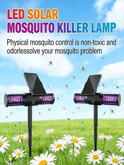 2000mAh Solar Mosquito Repellent Lamp, Outdoor Waterproof LED Bug Light With Dual USB/Solar Charging, IP65 Rated Weatherproof, Highly Effective Insect Killer For Garden, Patio, Yard, Backyard, Camping, Picnic, Indoor Rooms, Long Runtime Pest Control For Families Outdoor Enthusiasts