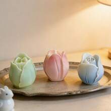 3件套硅胶郁金香模具，适用于DIY蜡烛、香薰蜡烛、树脂、石膏、软陶、环氧树脂填充模具 - 鬱金香 - 查看 4