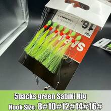 TAVERIKO 5 Bags/30 Hooks European-Style Sabiki Rig With Glow Beads And Lifelike Small Fish, Suitable For Atlantic Mackerel, Pacific Sardine, Northern Anchovy, Atlantic Menhaden/Bunker, Mullet, Striped Bass, Tuna, Fishing Accessories - Green - View 3