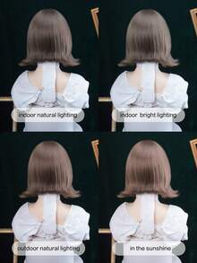 alicegarden 12 Inch Long Synthetic Short Bob Wig, Natural Curly Texture, Charming Chocolate Brown. Designed With Bangs, This Wig Is Perfect For Daily Use, Providing A Natural And Long-Lasting Wig Gift, Ideal For Women. - Chocolate Brown - View 10