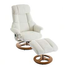 Comfortable Reclining Armchair 025 With Massage And Heating Functions, Tilt And Footrest, 360° Swivel, White Chenille Upholstery. Original Reference: W2087P294007 - A - View 7