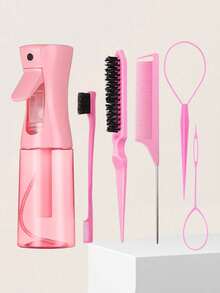 6pcs Hair Styling Set, Including Spray Bottle, Comb, Smooth Brush, Styling Brush, Tail Comb, Hair Accessories, Suitable For Makeup, Hairstyling - Multicolor - View 3