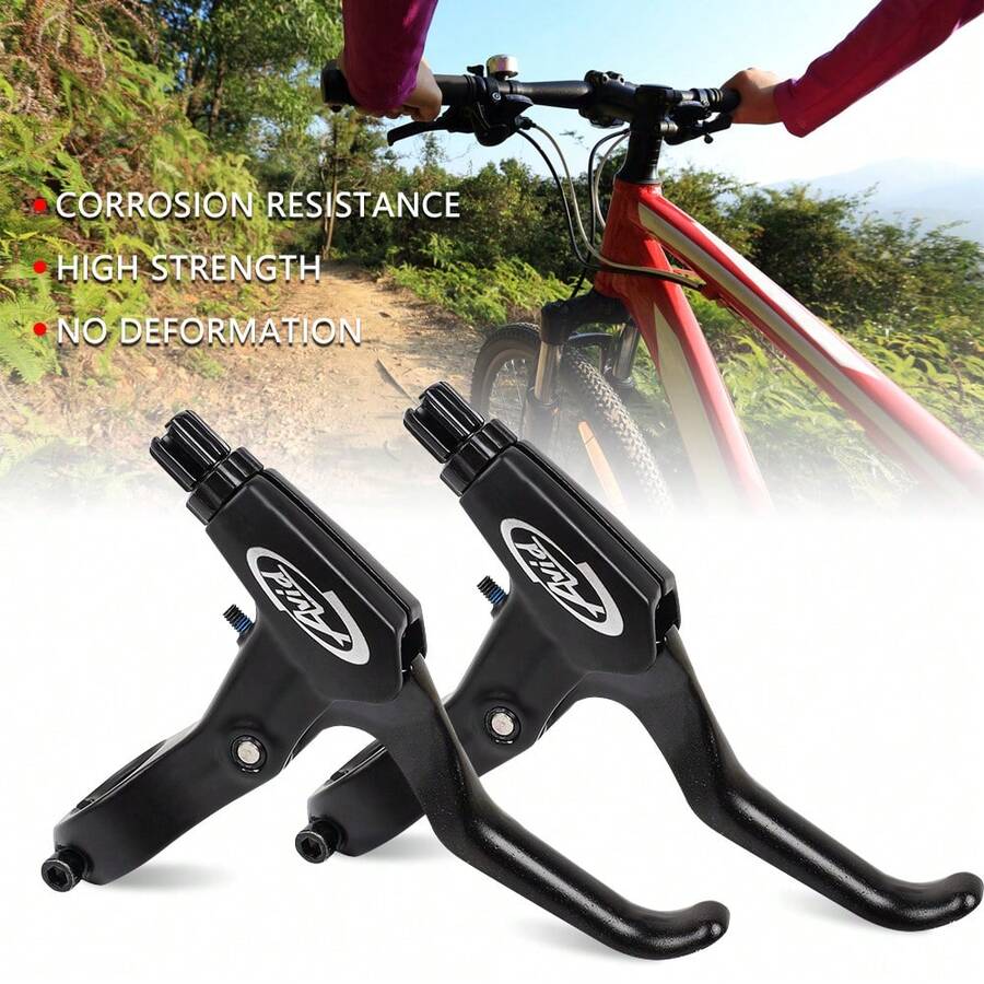 Aluminum Bike Brake Levers – Black, Left & Right Set, 2.5-Finger V-Brake & Mechanical Disc Brake Compatible, 22.2mm Clamp For Flat Bar MTB BMX Hybrid – Adjustable Reach, High-Performance Replacement - ZXCSBS-black - View 1