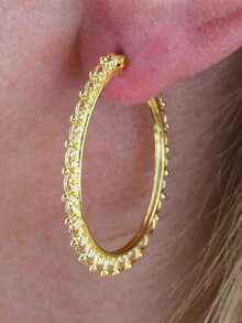 1Pair Exquisite Elegant Golden Love Shape Earrings For Women Fashion Retro Versatile Daily Wear & Parties Ear Jewelry Accessories - Earring - View 2