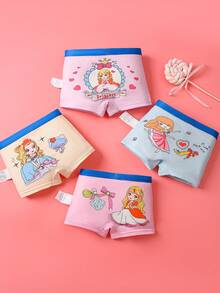4pcs Girls Cute Printed Panties, Princess Pattern Comfortable Briefs, Suitable For All Seasons - Multicolor - View 1