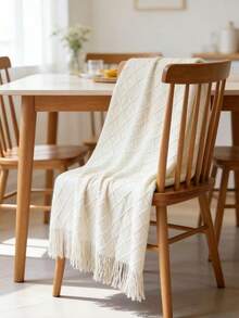 1 Diamond Grid Textured Knit Throw Blanket, Soft And Comfortable, Suitable For All Seasons, Suitable For Sofa, End Of Bed, Travel, Home Decor - Mixed Color Geometric Pattern, Acrylic Fabric - Diamond-shaped Scarf Beige - View 1