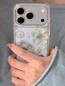 Ốp lưng điện thoại họa tiết hoa 3D trong suốt mùa xuân hè cho iPhone 17 Pro/17 Pro Max, vỏ bảo vệ bằng silicon mềm mại, tương thích với iPhone 14/17/17 Pro/17 Pro Max. - Trong sáng - Xem 4