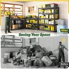 60.1" H Garage Storage Shelves 1990LBS Storage Shelves, 5 Tier Adjustable Metal Shelving, Garage Shelving For Storage, Basement, Warehouse, Pantry, Kitchen, 27.5" W X 11.9" D X 60.1" H, Black - 黑色 - 查看 6