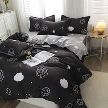 1pc Cartoon & Cloud Pattern Polyester Duvet Cover, Minimalist & Modern Style, Soft & Comfortable Fabric, Suitable For Naked Sleeping, Moisture-Wicking & Quick-Drying, Washable, Non-Pilling & Fade-Resistant, Temperature Adjustable, Suitable For All Seasons - Black and White - View 5