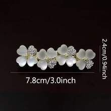 1个大号弹簧夹简约花朵仿猫眼发夹，马尾辫发饰，成人款，爪夹 - 白色 - 查看 20