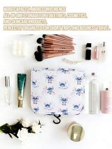 迪士尼史迪奇化妆包，卡通旅行化妆包，可爱浴室收纳包，饰有莉萝与史迪奇图案，大容量多功能悬挂式化妆包，史迪奇粉丝和迪士尼爱好者的理想礼物 - 查看 9