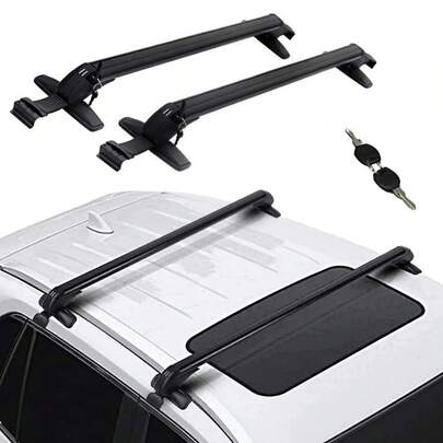 Portaequipaje De Techo De Aleación De Aluminio, Portaequipajes Con Almohadillas Protectoras Para Viajes, Rack De Carga De Techo Para Auto, Barras Portaequipaje Universal Autos Con Cerradura Antirrobo, Negro