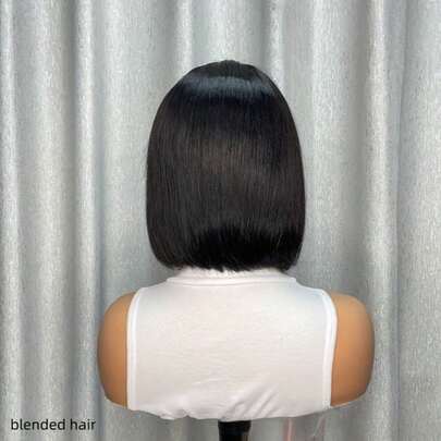 8-36 Inch Straight Lace Front Wigs Human Blended Hair 180% Density 13x4 HD Lace Front Wigs For Women Pre Plucked With Baby Hair Transparent Brazilian Straight Lace Frontal Wigs Natural Black Color