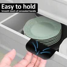 Bộ 6 tay nắm tủ âm tường, tay nắm ngăn kéo tủ bếp tối giản, tay nắm đồ nội thất bằng hợp kim nhôm. - Bạc-6 cái - Xem 8