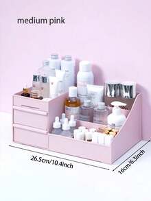 1 Set Makeup Organizer Rack, Vanity Perfume & Skincare Storage Holder, Dual-Layer Elevated Lipstick Stand, Dorm Desktop Storage Box Rack, Display Shelf - Black - View 7