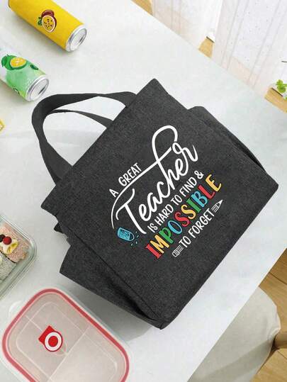 Teacher'S First-Choice Insulated Tote Bag, Thickened Insulated Storage Tote Bag, Print Colored Pencils And Inspirational Quotes, With Black Cutlery Storage Bag, Double Pocket Lunch Box Bag, Meal Insulated Refrigerated Bag, Portable Travel Picnic Bag, Office School Lunch Bag Insulated Lunch Box, Work Lunch Box, And Multi-Functional Camping School Lunch Box For Both Men And Women