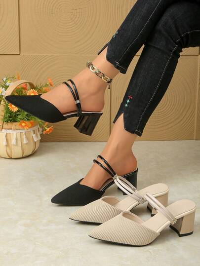 Dép bít mũi cao gót đa năng cho mùa xuân/hè, dép xỏ ngón thời trang.
