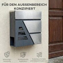 Buzón de pared resistente a la intemperie con soporte para periódicos y 2 llaves para paredes exteriores, color gris oscuro. - Gris Oscuro - Ver 8