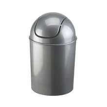1.25 Gallon Waste Can With Removable Swing-Top Lid - Small Garbage Bin Kitchen, Bathroom, Bedroom, Office - Compact Trash Can Fit Under Tables Counters - Silver Local Shipping - Silver - View 1
