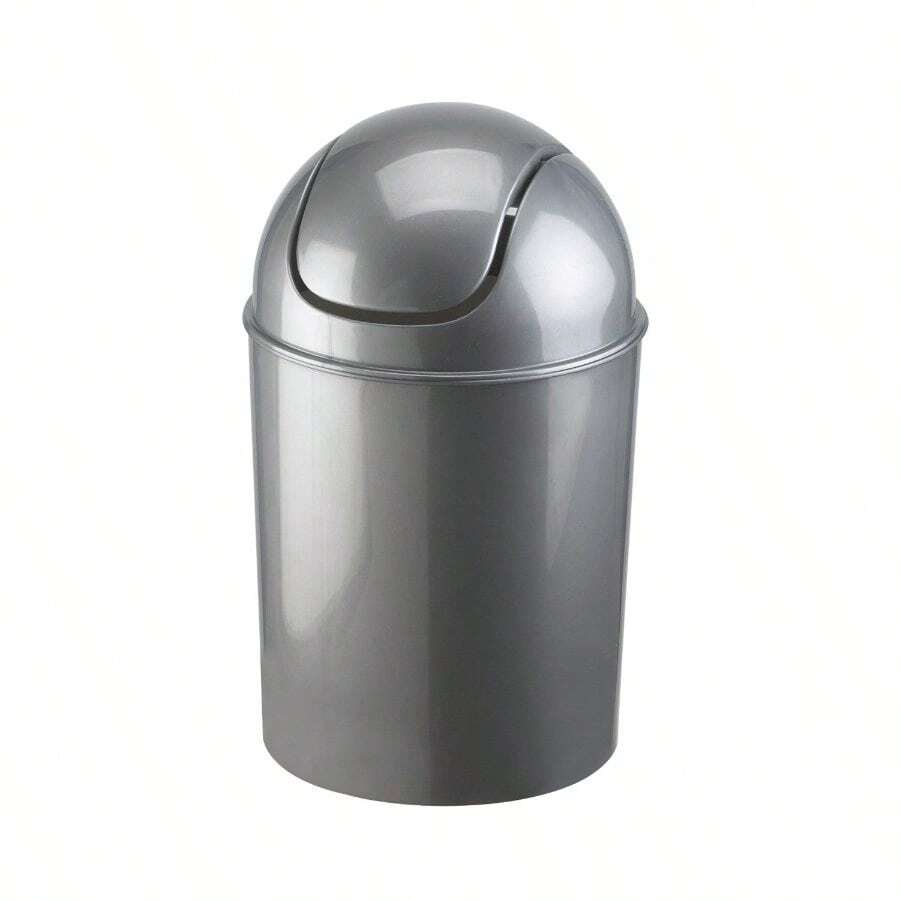 1.25 Gallon Waste Can With Removable Swing-Top Lid - Small Garbage Bin Kitchen, Bathroom, Bedroom, Office - Compact Trash Can Fit Under Tables Counters - Silver Local Shipping - Silver - View 1