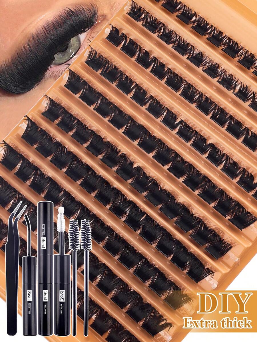 200/120pcs False Eyelashes Set, D-Curl, 8-16mm Length, Natural Look, Thick & Long, Soft & Lightweight, Reusable, Includes Adhesive & Makeup Tools, Suitable For Home, Weddings, Parties, Festivals, Travels, Spring