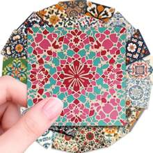 50 PIEZAS Pegatinas de azulejos florales vintage, Pegatinas autoadhesivas extraíbles y resistentes al agua con estilo bohemio para decorar la cocina, el baño y la lavandería, Decoración de pared con patrón marroquí retro para inquilinos y propietarios - Multicolor - Ver 5