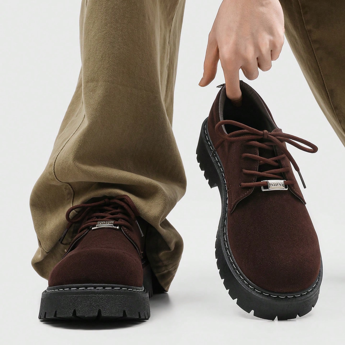 Zapatos formales de hombre con punta redonda y suela gruesa, zapatos de vestir con cordones de estilo británico para hombres, zapatos de cuero de mod