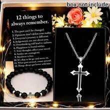 4/3/2PCS Christian Gift Set | God Is Good PU Wallet + Black Bracelet + Stainless Steel Cross Necklace | Religious Gift Set For Men, Dad, Husband, Son | Faith-Based Birthday, Anniversary, Christmas Gift - Black & Brown - View 7