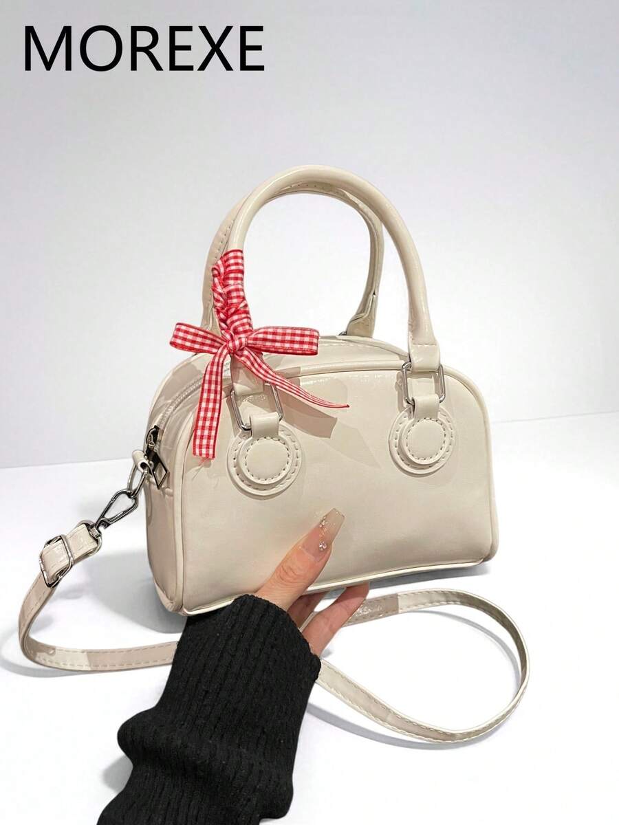 Minimalist Women Handbag, Fashion Versatile Street Style Tote Bag, Commuter Shoulder Bag - White - View 1