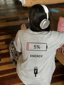 New Summer Z-Gen Y2K Style Funny Graphic Print Round Neck Short Sleeve T-Shirt For Women Casual - Light Gray - View 6