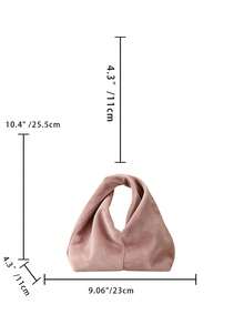 Túi Hobo thắt nút bằng da lộn màu hồng phấn LUMELLE | Túi xách mini bằng da lộn mềm mại, | Túi xách tay cao cấp, thẩm mỹ dành cho nữ | Túi xách tối giản hàng ngày - Hồng - Xem 7