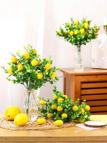 1/3Pieces Artificial Lemon Branches Fall Picks With Lemon And Green Leaves,Fake Lemon Decor Plant Decor Fake Tree Branches For Table Centerpiece,Lemon Simulation Fruit Simulation Plant Summer Lemon Home Decoration - Multicolor - View 1