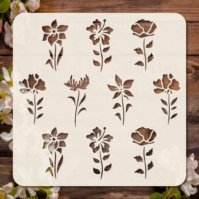 1个凤凰重生图案模板，5.9*5.9英寸，展现了一只从火焰中升起的雄伟凤凰，羽毛和火焰图案精美繁复，象征着坚韧与新生。非常适合绘画、木工、剪贴簿、卡片制作、日记和家居装饰，也适用于神话和精神成长主题。