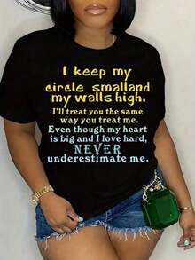 Women's Casual T-Shirt With Short Sleeves And Round Neck. - Black - View 12