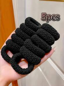 Minimalist Thick High Elasticity Hair Scrunchies, Versatile Casual Style, Women's Hair Accessories, Suitable For Ponytail And Braids. Suitable For Daily Casual And Outdoor Wear, All-Season Hair Accessory, School Supplies, Women's Accessories. Holiday Accessories Hair Elastics Hair Rubber Bands Hair Rope - Black - View 9