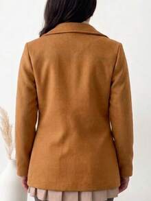 Fleece-Lined Sweatshirt Jacket, Fleece Overcoat, Winter And Autumn Fashion, Elegant Women's Fashion, Fold-Down Collar. - Lạc đà - Xem 2