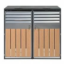 Storage Box With Hinged Lid, Ventilation Opening With Mesh, With Lock And Two Doors. - Grey - View 1