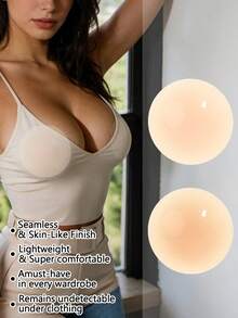 2 cặp/1 cặp miếng dán che đầu ti bằng silicon, miếng dán ngực tái sử dụng, vô hình, ôm sát như da, màu nude, thích hợp cho váy hở lưng, đồ bơi và trang phục hàng ngày. - Màu be - Xem 2