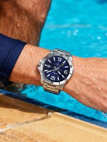 Casio Marlin Series Multi-Function Diver's Water Ghost Ocean Heart Business Quartz Stainless Steel Strap Men's Watch, Blue Dial - Blue - View 4