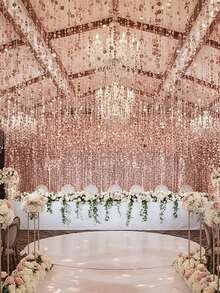 10pcs Champagne Shiny PVC Sequin Hanging Decorations, With Glittering Glare-Free String, Suitable For Weddings, Birthday Parties, Indoor/Outdoor Decor, Photo Backdrops, Wedding Receptions, Etc. - One Size Fits All - View 8