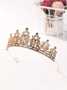 1pc Fashionable & Elegant Alloy Crown Hair Accessory Suitable For Women Wedding Party,Summer,Beach - Burnt Orange - View 3