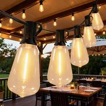 Solar Powered Dimmable Outdoor String Lights With Remote Control, 15 Waterproof Shatterproof ST38 LED Edison Bulbs, 4H/6H/8H Timer Patio Lights For Backyard Porch Garden Bistro Wedding Party Decor - 50ft - View 3