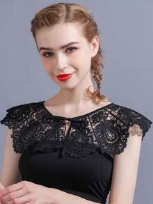 1 chiếc khăn choàng nữ màu đen trắng thêu hoa viền - Nhiều màu - Xem 7