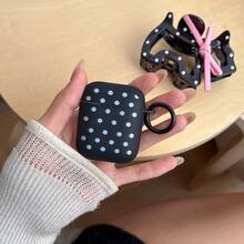 韩版极简波点耳机保护套，兼容苹果Pro 3/Pro 2/Pro 4/3/2，时尚女士耳机保护套，极简耳机保护套，苹果耳机保护套，苹果耳机套 - 黑色 - 查看 7