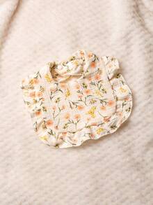 5pcs Baby Bibs, 100% Cotton Material, Ruffle Floral U-Shaped Burp Cloths, Soft & Breathable, Suitable For Newborns, Solid Color, Spring/Summer Baby Gift - Multicolor - View 4