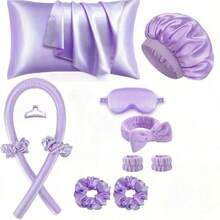 12pcs Women's Sleep Set, Includes Pillowcase, Shower Cap, Eye Mask And Accessories - Multicolor - View 3