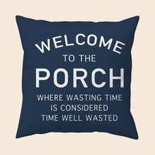 18x18 Inch Country Farmhouse Pillow Case 1pc "Welcome To The Porch" Polyester Cushion Cover With Zipper Closure, Machine Washable, Suitable For Porch, Patio, Sofa Or Chair Outdoor/Indoor Decoration (Pillow Insert Not Included) - Blue and White - View 9
